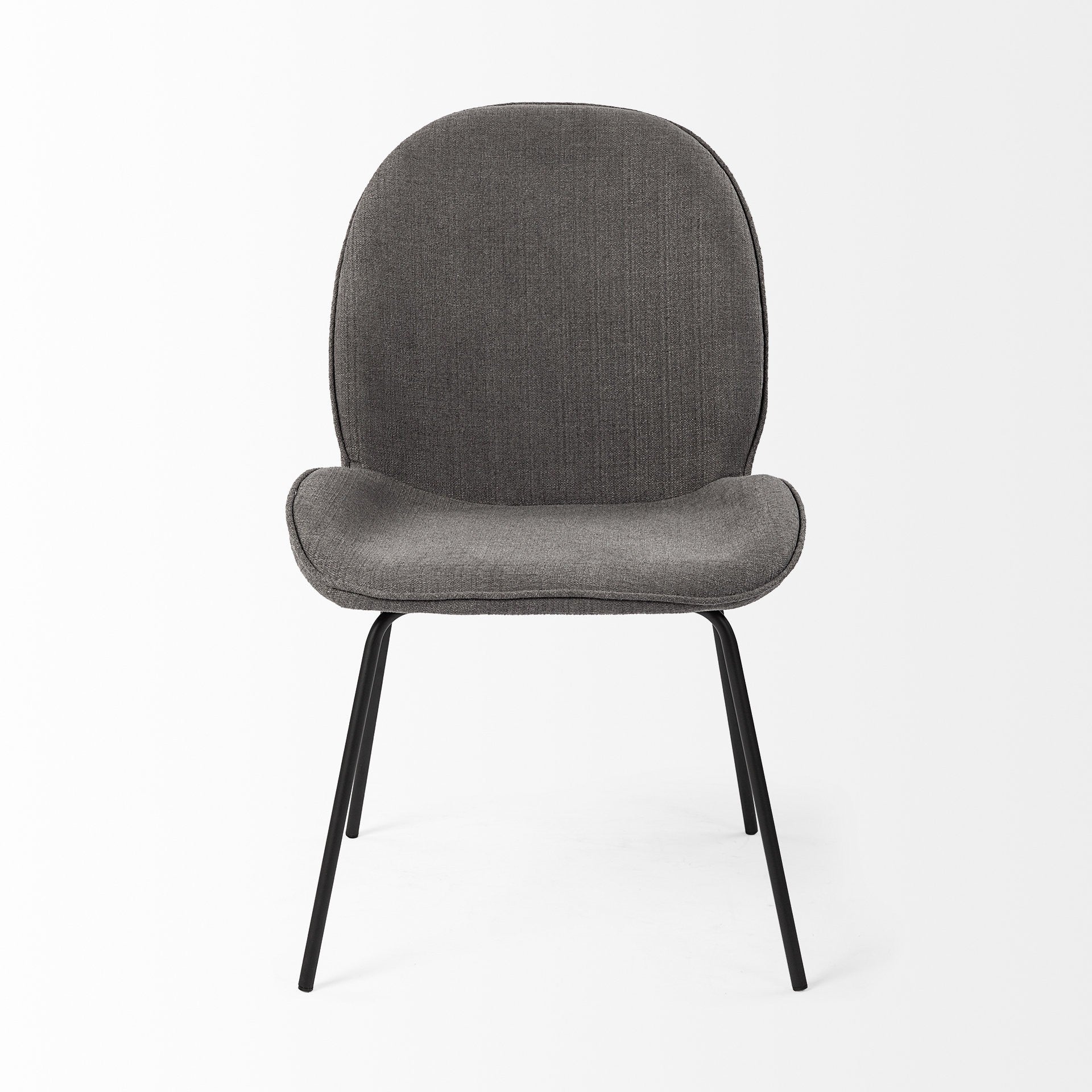 Set of Two Gray and Black Fabric Dining Side Chairs