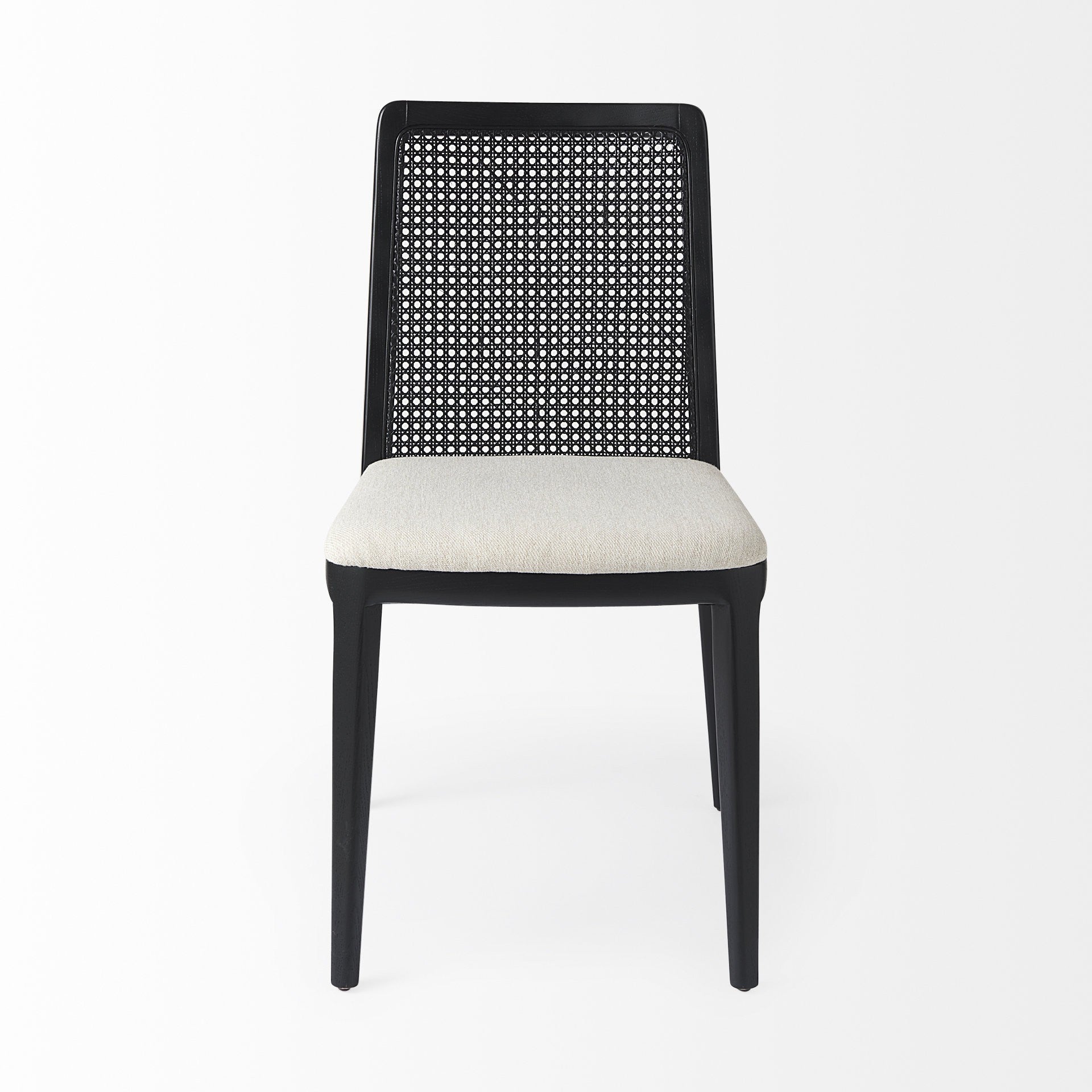 Set of Two Black Upholstered Fabric Cross Back Dining Side Chairs