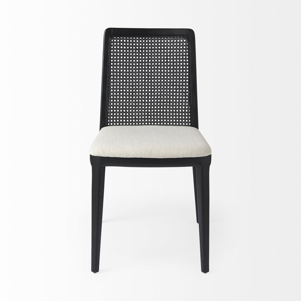 Set of Two Black Upholstered Fabric Cross Back Dining Side Chairs