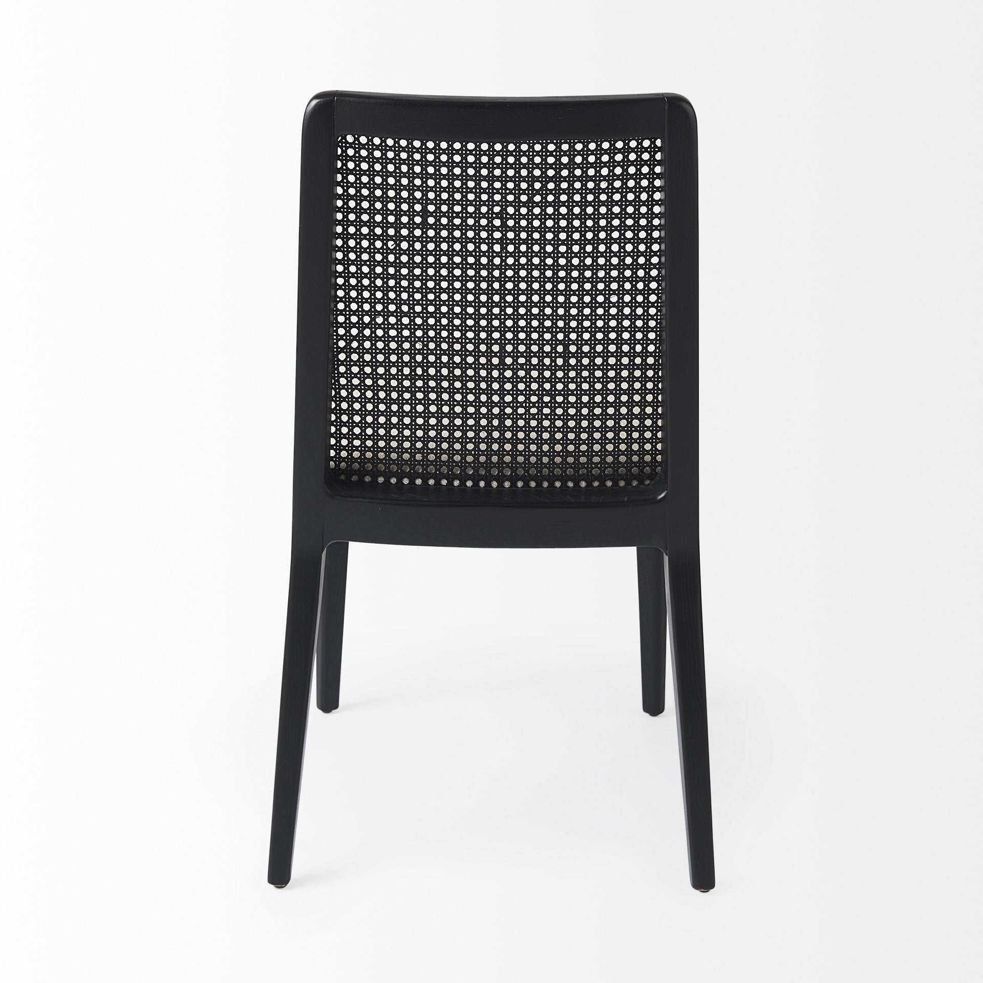 Set of Two Black Upholstered Fabric Cross Back Dining Side Chairs