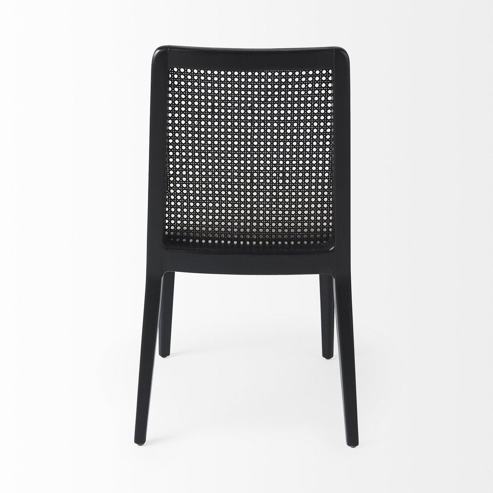 Set of Two Black Upholstered Fabric Cross Back Dining Side Chairs
