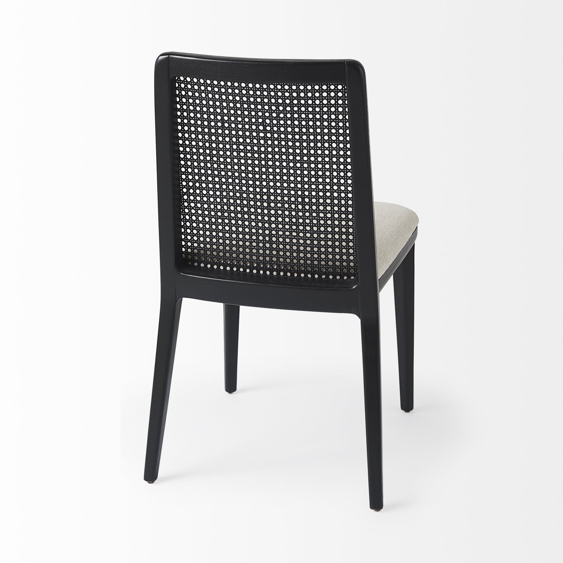 Set of Two Black Upholstered Fabric Cross Back Dining Side Chairs