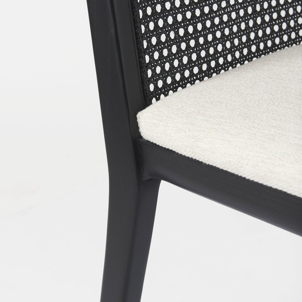 Set of Two Black Upholstered Fabric Cross Back Dining Side Chairs
