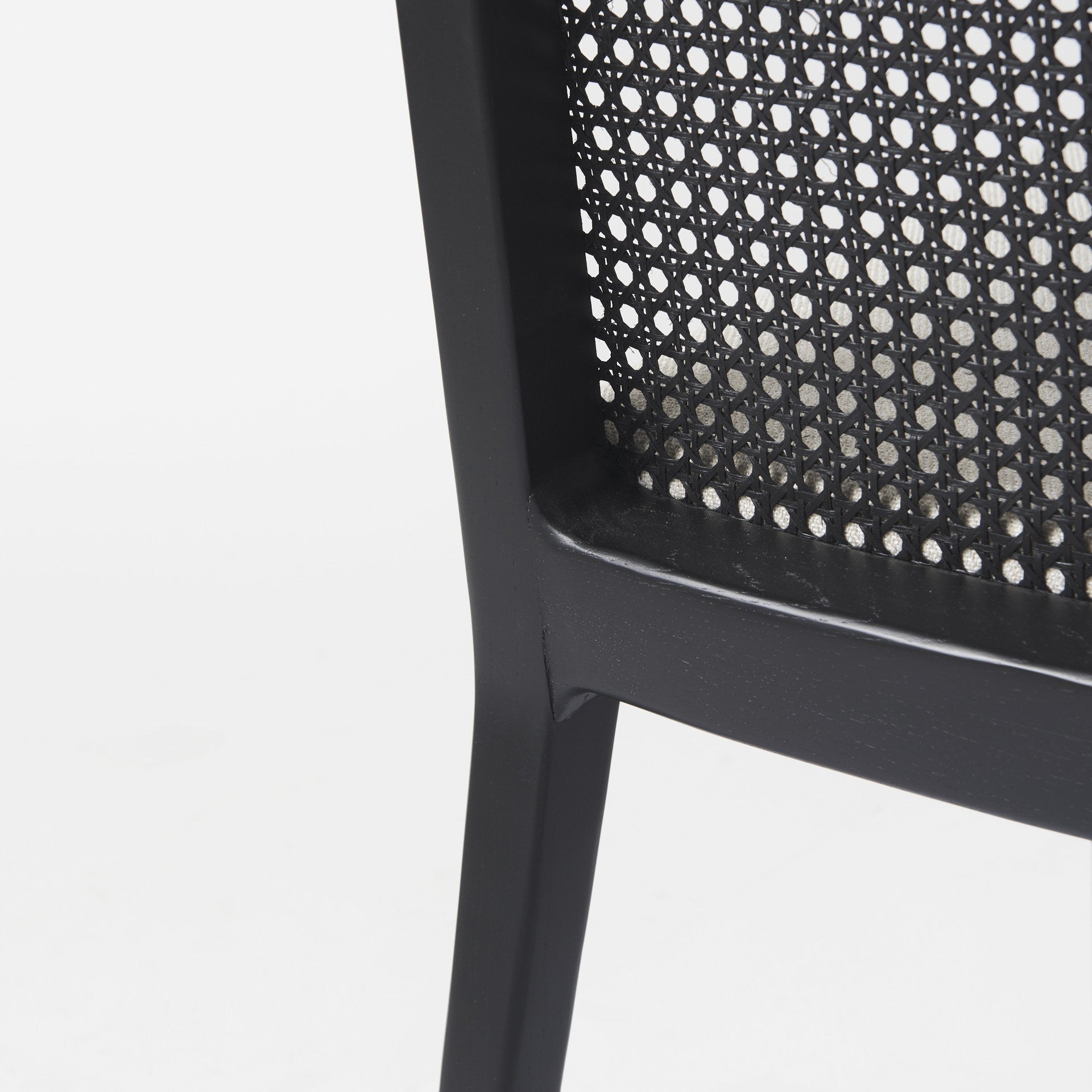 Set of Two Black Upholstered Fabric Cross Back Dining Side Chairs