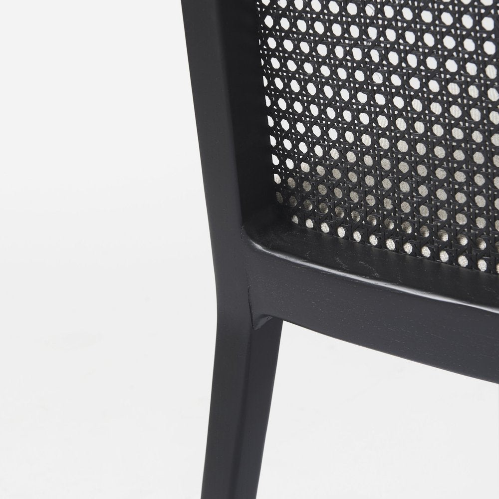 Set of Two Black Upholstered Fabric Cross Back Dining Side Chairs