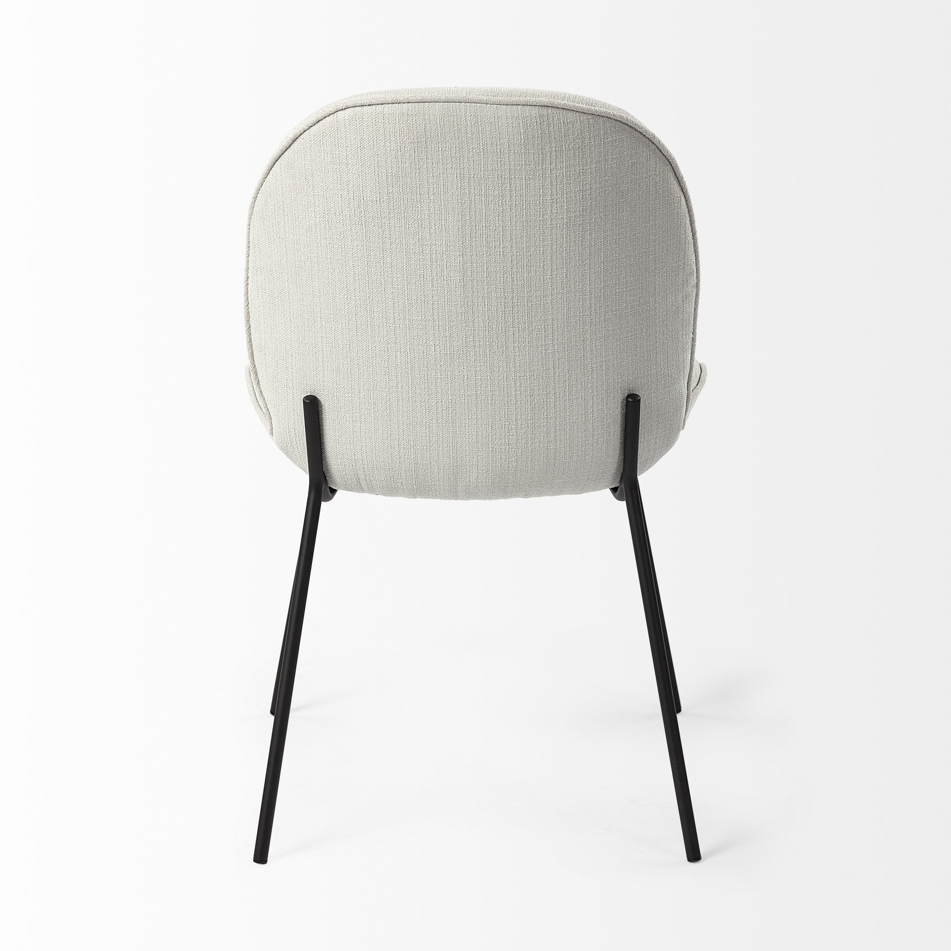 Set of Two White and Black Upholstered Fabric Dining Side Chairs