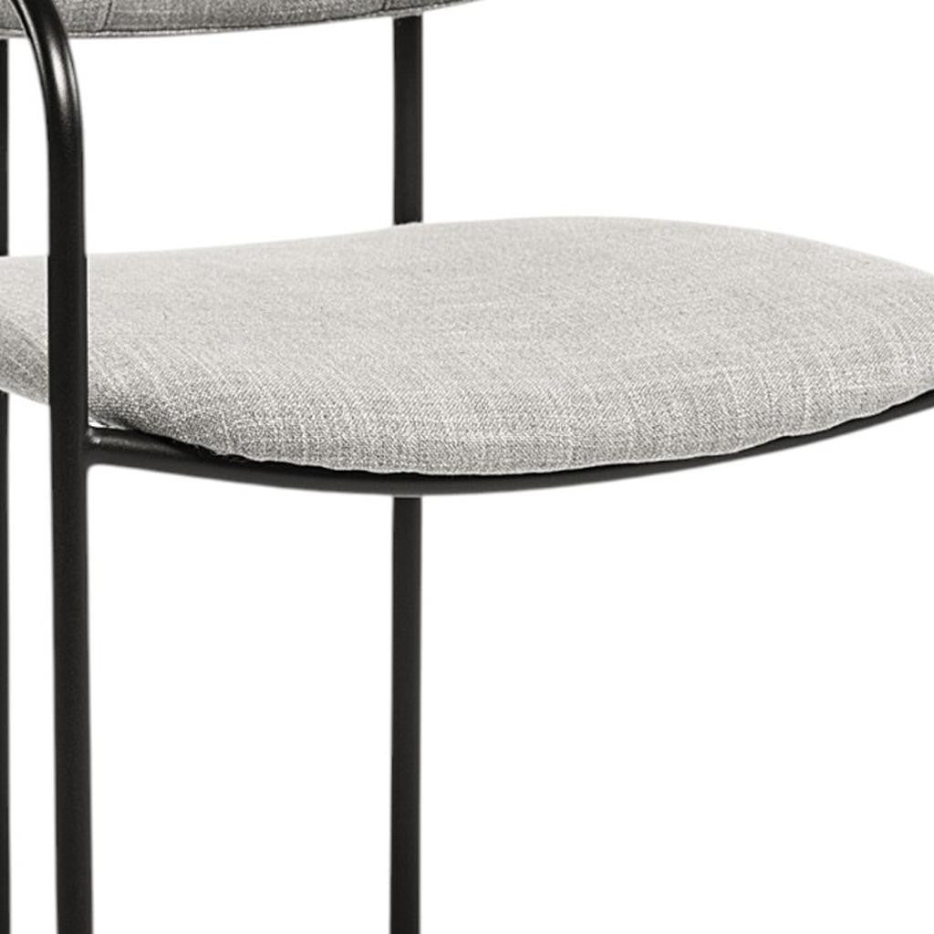 Set of Two Gray and Black Fabric Dining Arm Chairs