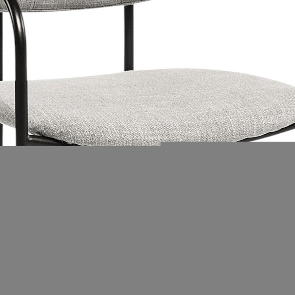 Set of Two Gray and Black Fabric Dining Arm Chairs