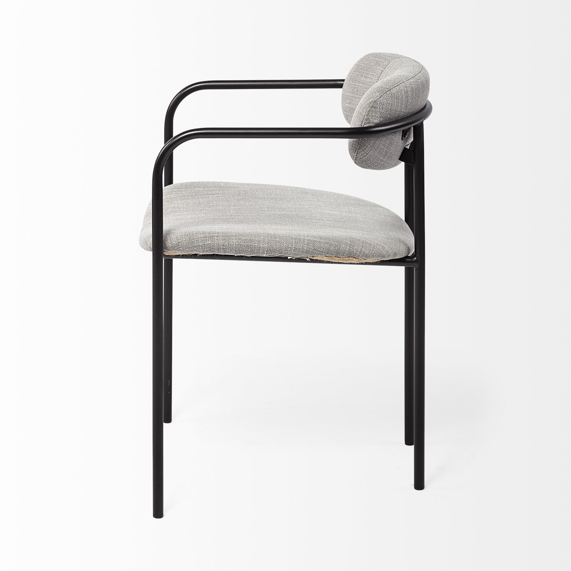 Set of Two Gray and Black Fabric Dining Arm Chairs