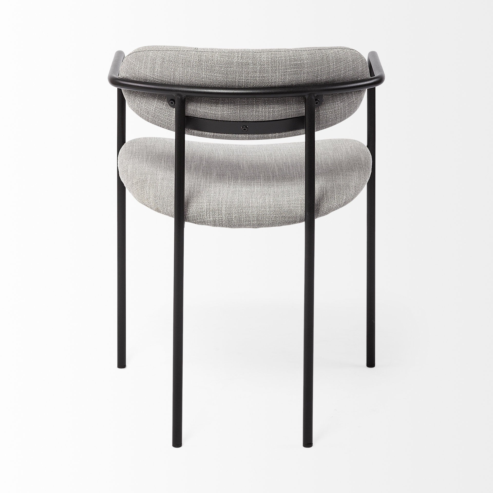 Set of Two Gray and Black Fabric Dining Arm Chairs