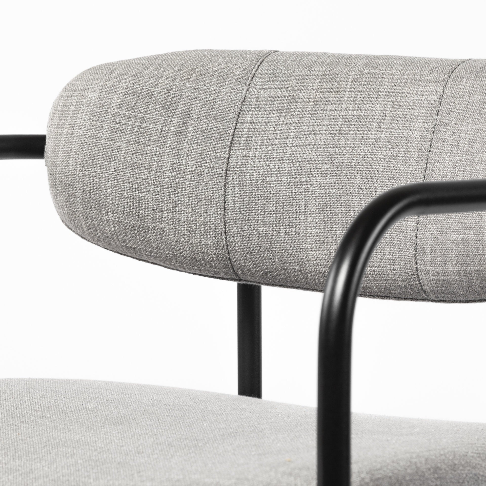 Set of Two Gray and Black Fabric Dining Arm Chairs