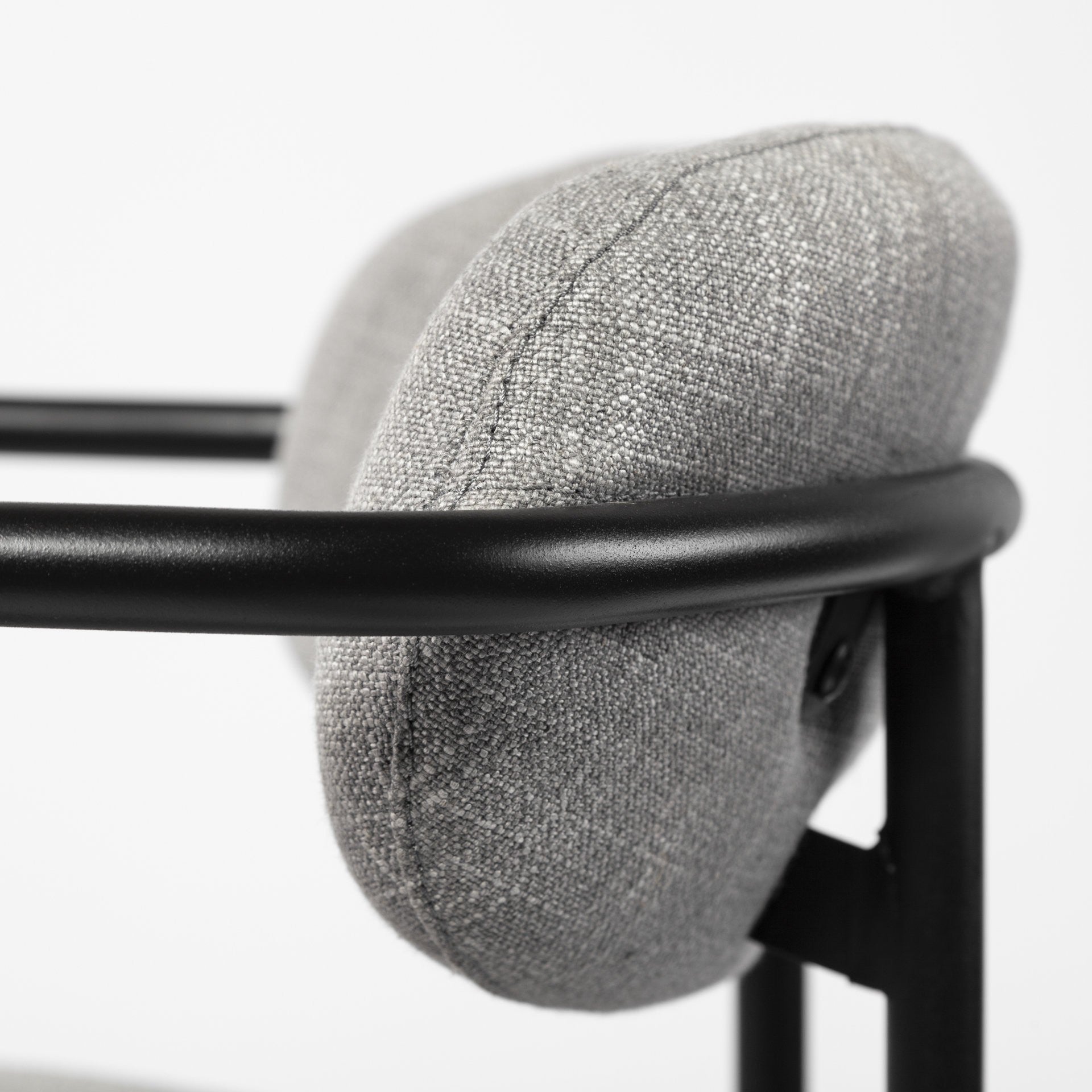 Set of Two Gray and Black Fabric Dining Arm Chairs