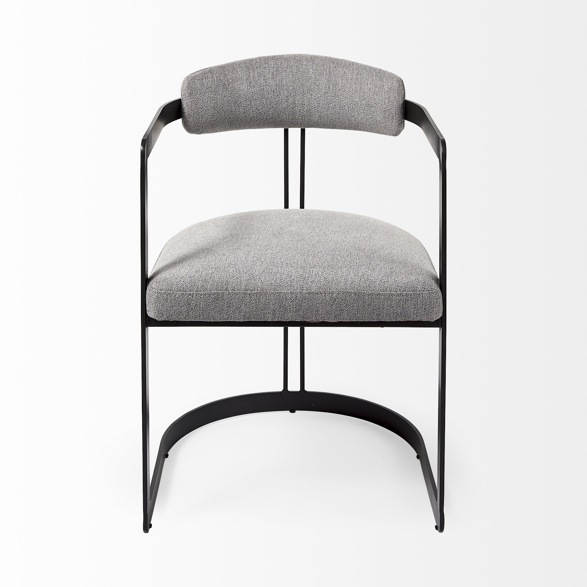 Curvy Black and Gray Upholstered Dining Armchair