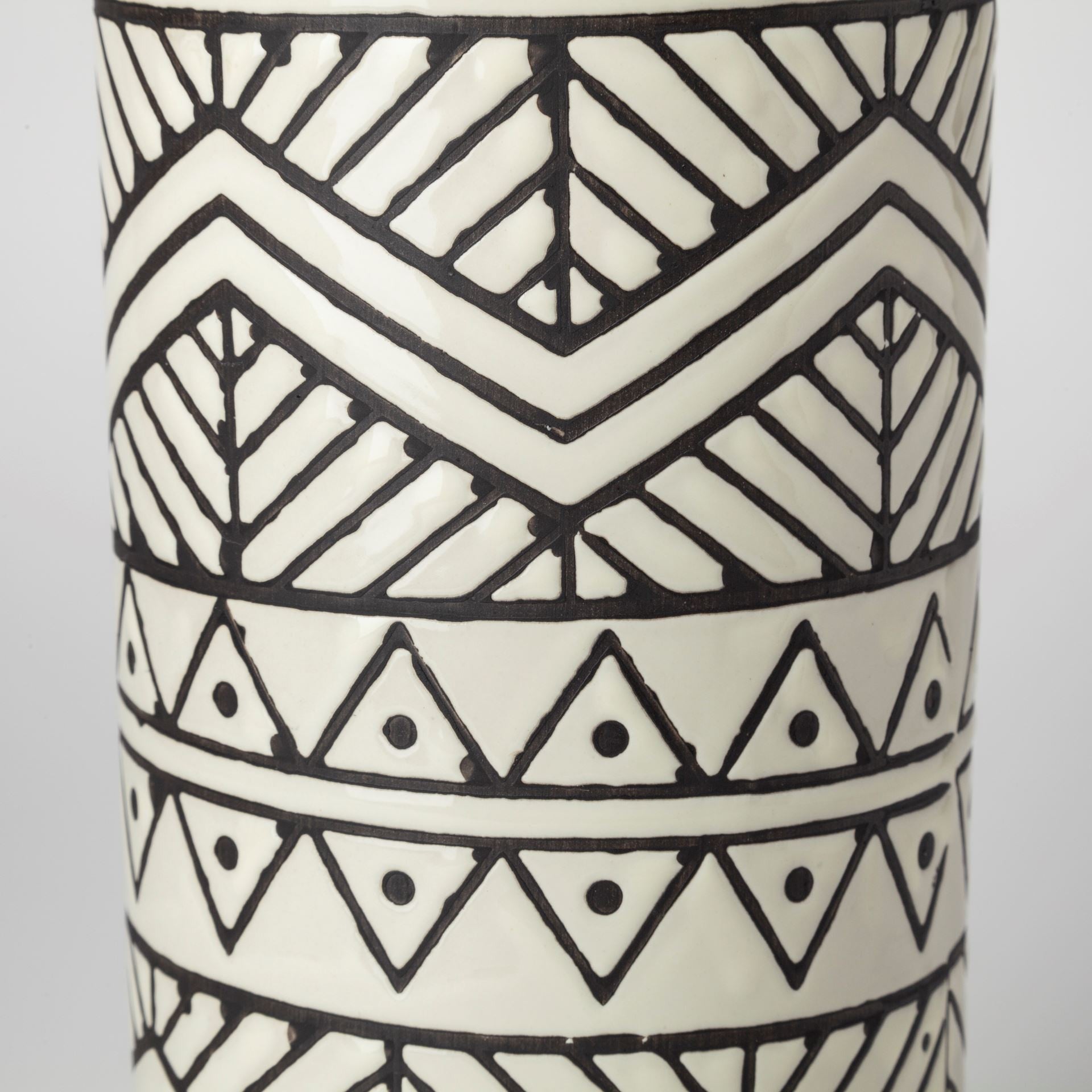 14" Ceramic Cream Geometric Cylinder Table Vase
