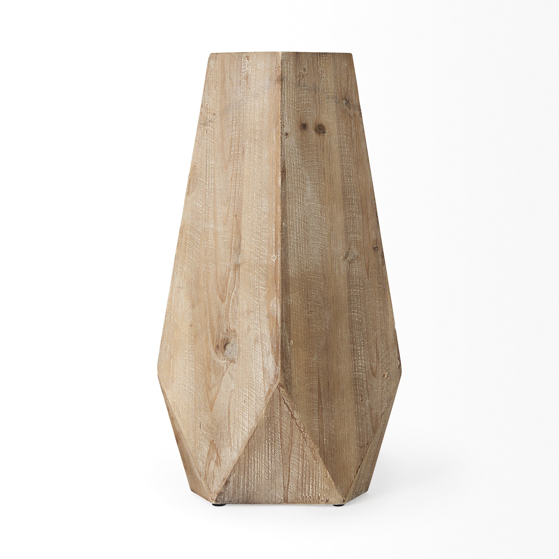 19" Natural Stain Geometric Wooden Vase