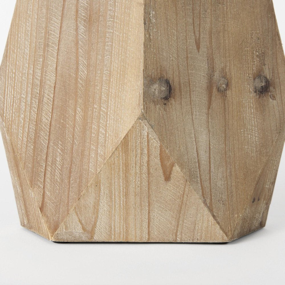 11" Natural Abstract Cylinder Solid Wood Table Vase