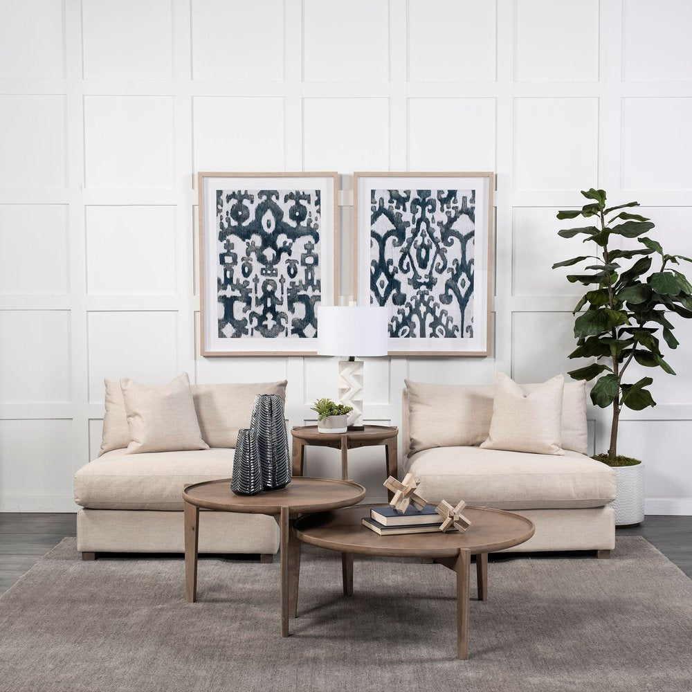 16" Navy Blue And White Abstract Ceramic Table Vase