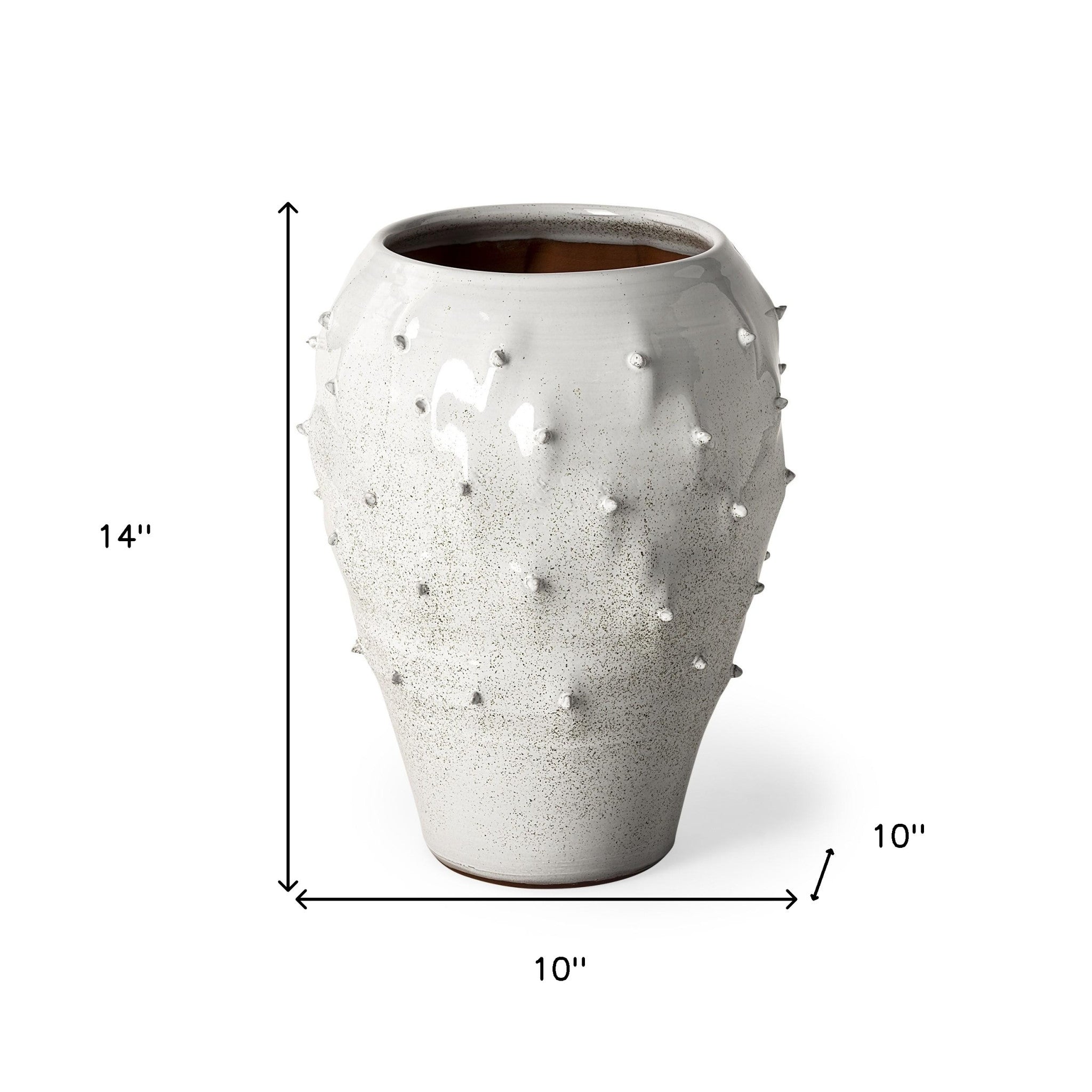 14" White Abstract Cylinder Ceramic Table Vase