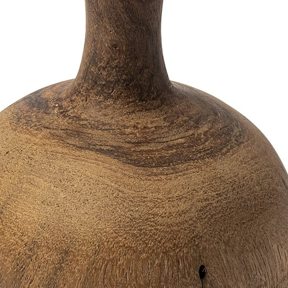7" Brown Abstract Cylinder Solid Wood Table Vase