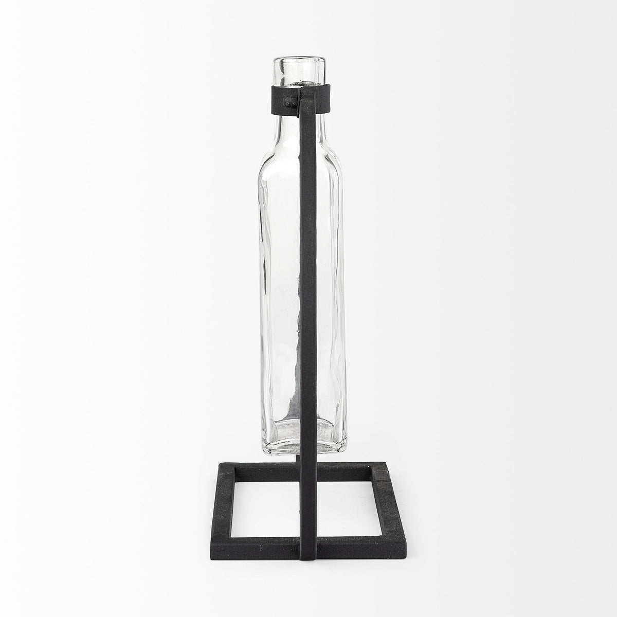 10" Black Abstract Cylinder Metal Table Vase