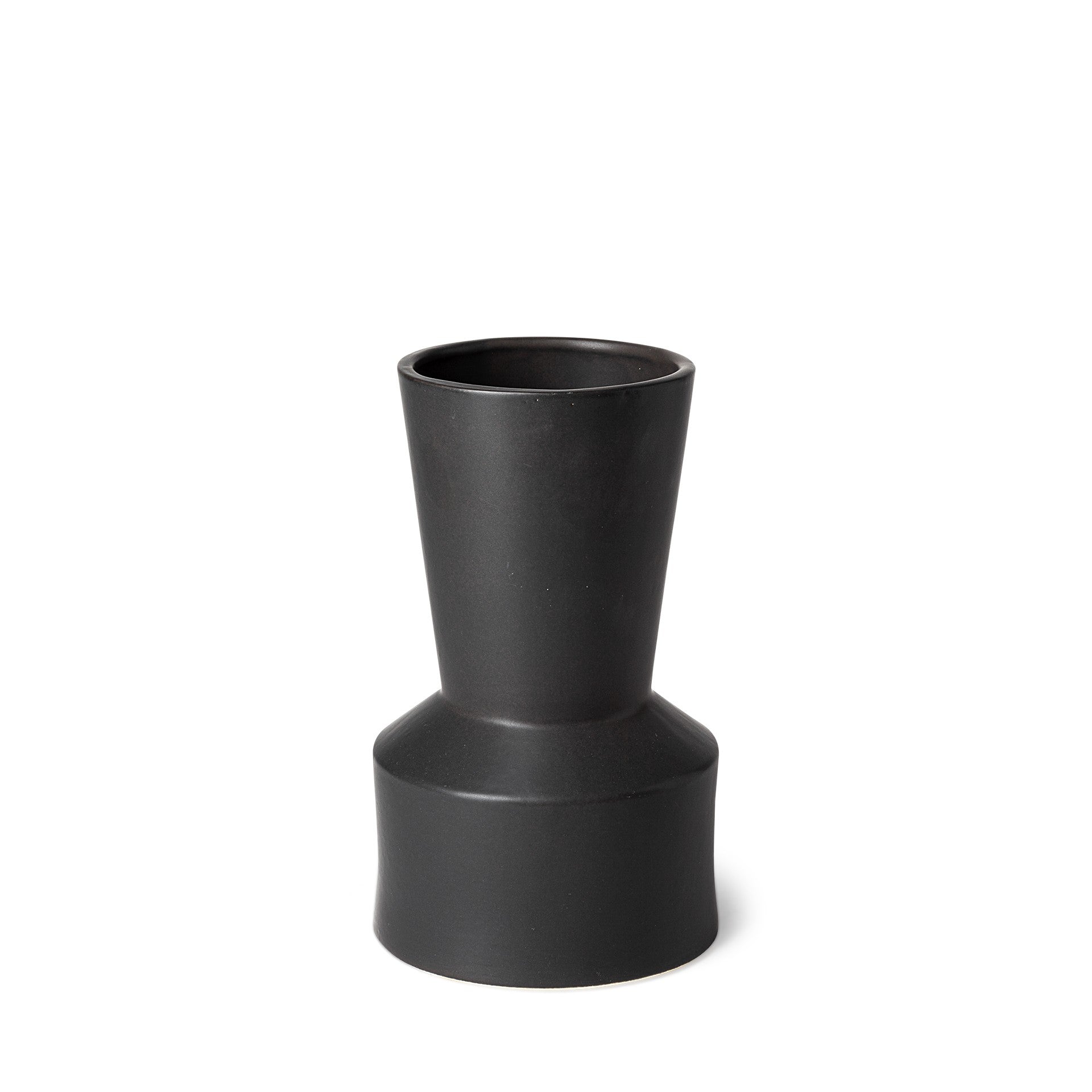 9" Black Abstract Cylinder Ceramic Table Vase