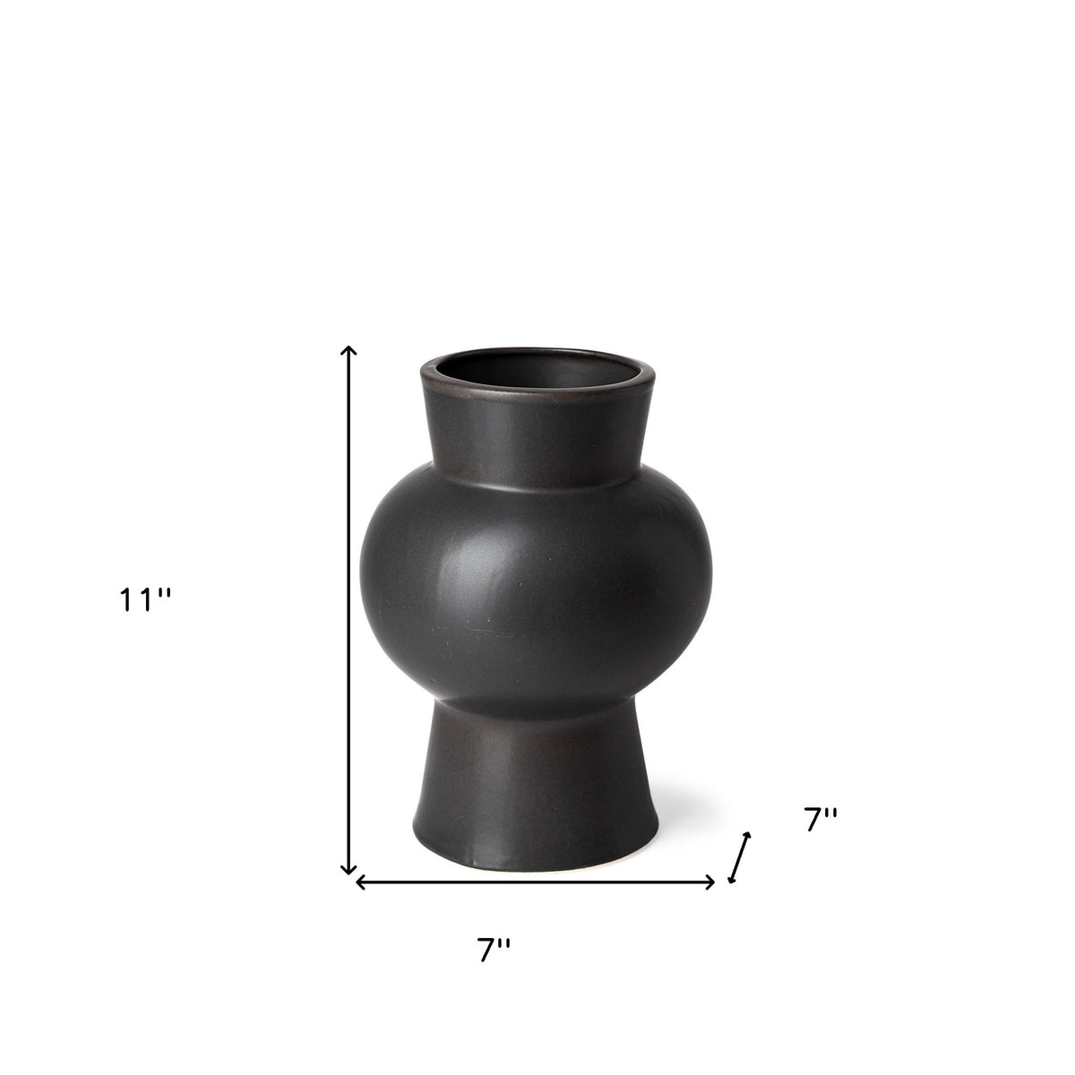 11" Black Abstract Cylinder Ceramic Table Vase