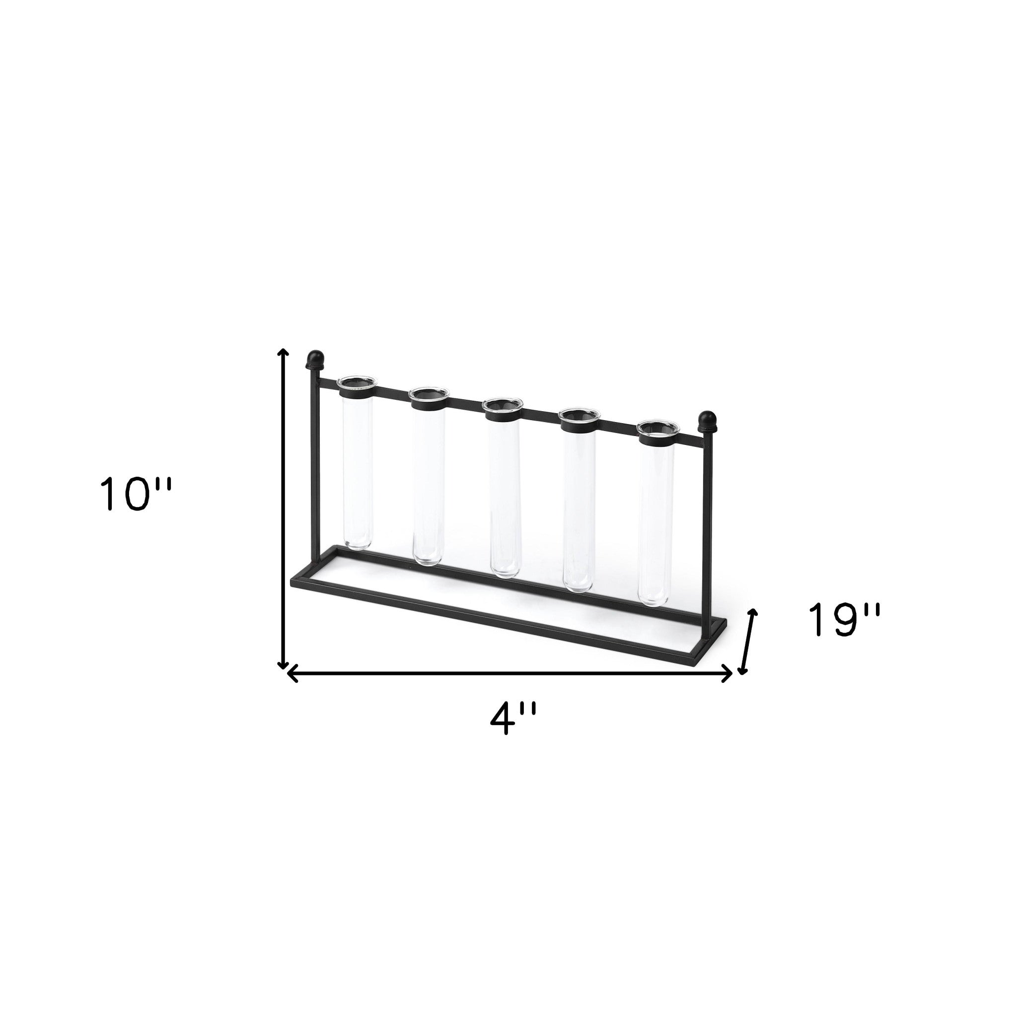 Black Metal Five Test Tube Vase