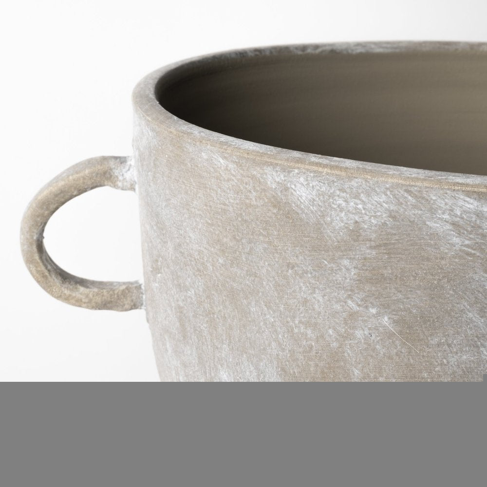 10" Brown Abstract Cylinder Ceramic Table Vase