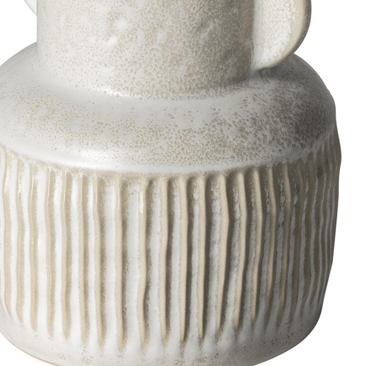 8" Whitewash Handled Textured Ceramic Vase