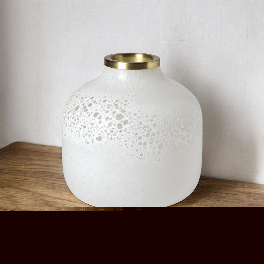 8" White Abstract Cylinder Crystal Glass Table Vase