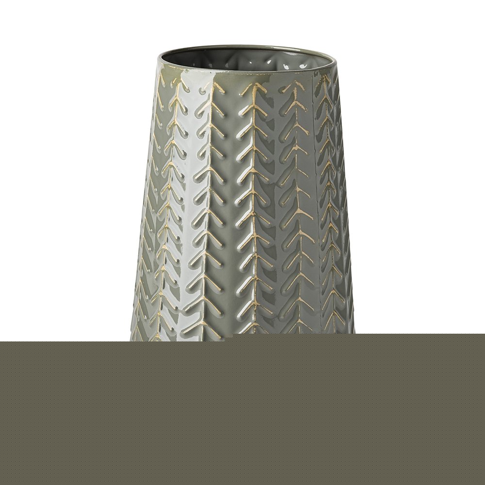 11" Green Abstract Cylinder Metal Table Vase