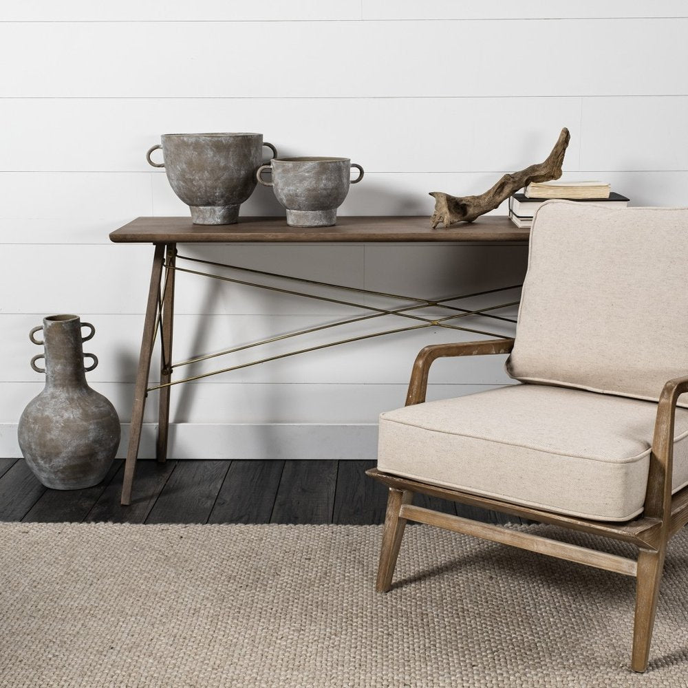 7" Brown Abstract Cylinder Ceramic Table Vase