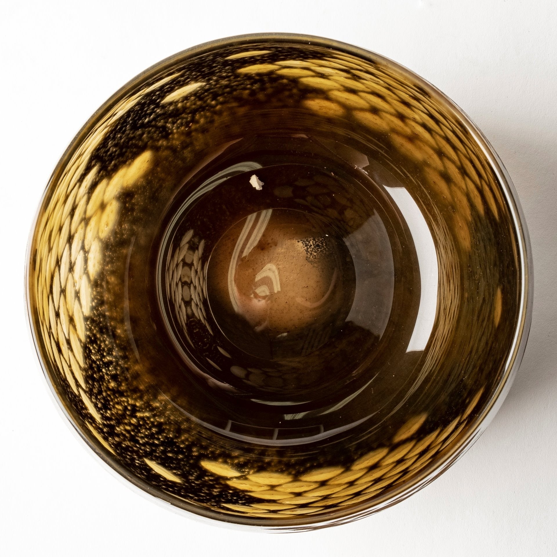 6" Black and Gold Artisan Bubble Glass Vase