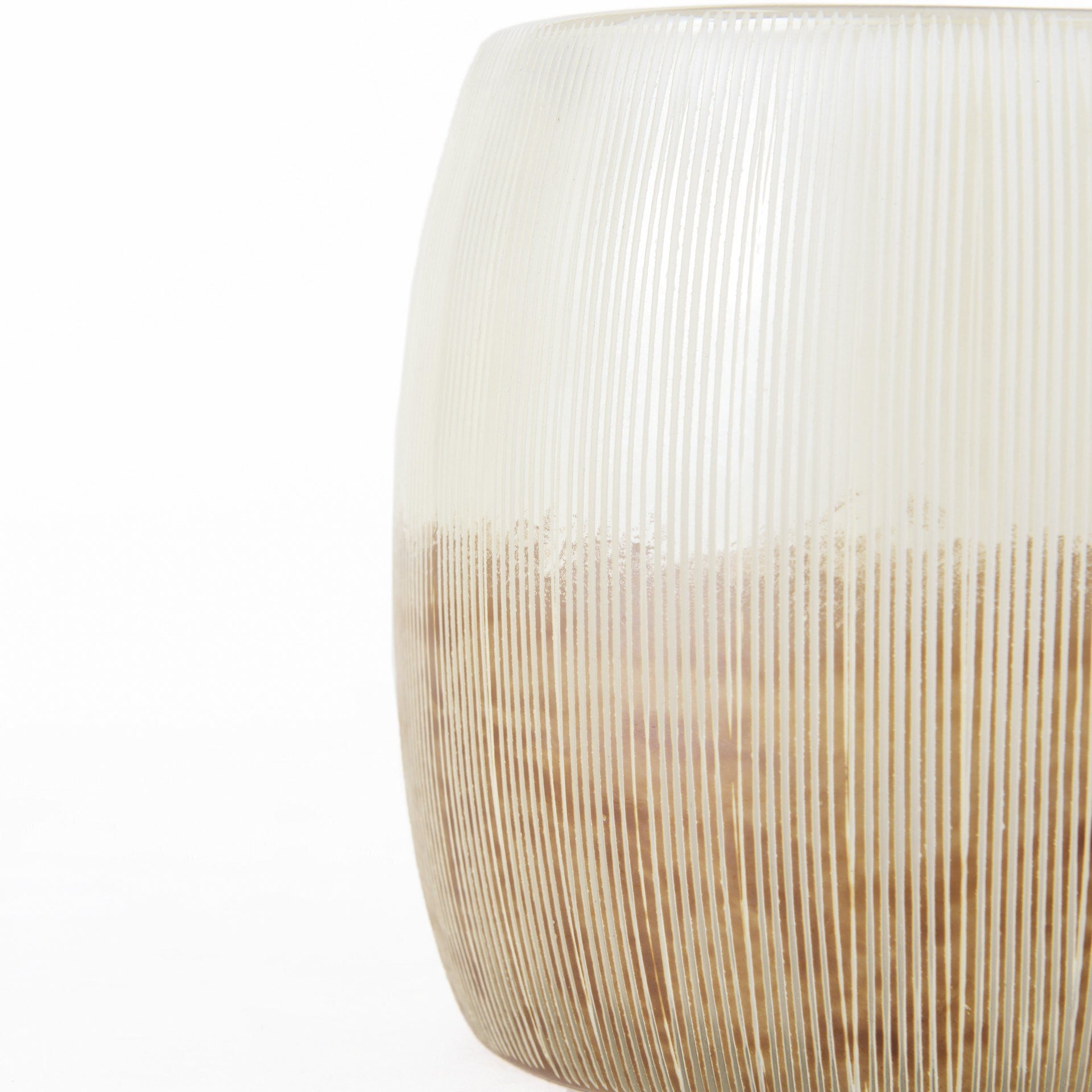 7" Creamy White and Gold Ombre Striped Long Glass Vase