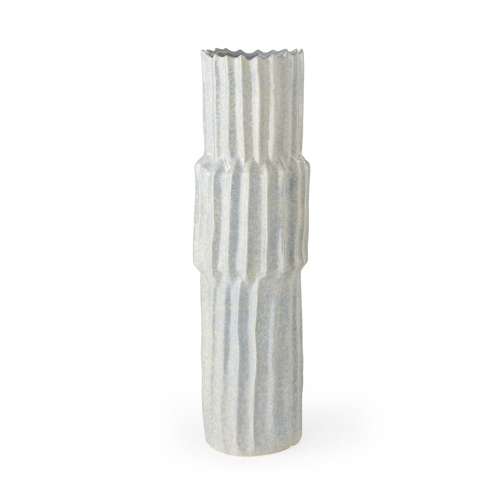 23" Gray Abstract Cylinder Ceramic Table Vase