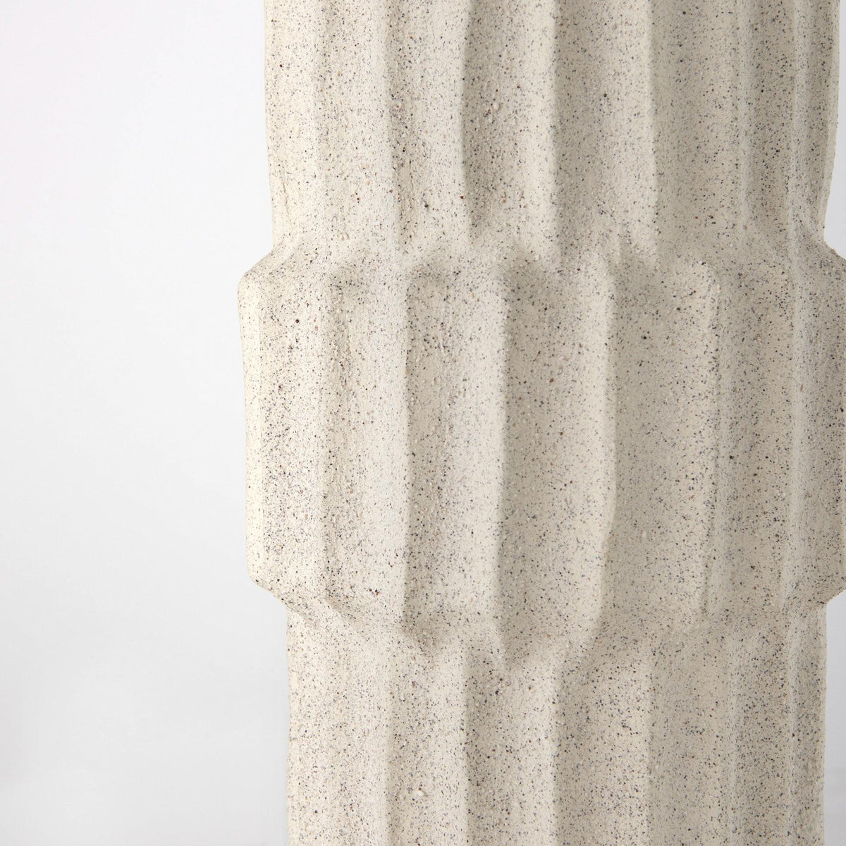 14" Sand Ceramic Cylinder Table Vase