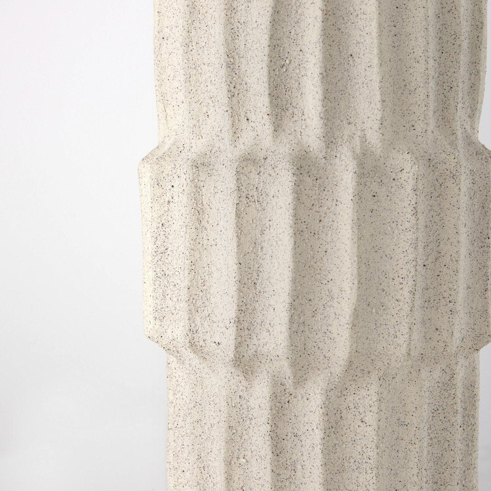 14" Sand Ceramic Cylinder Table Vase