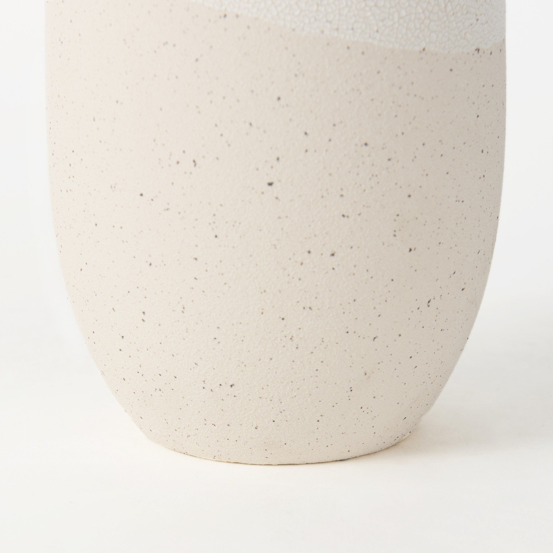 14" Cream Abstract Cylinder Ceramic Table Vase