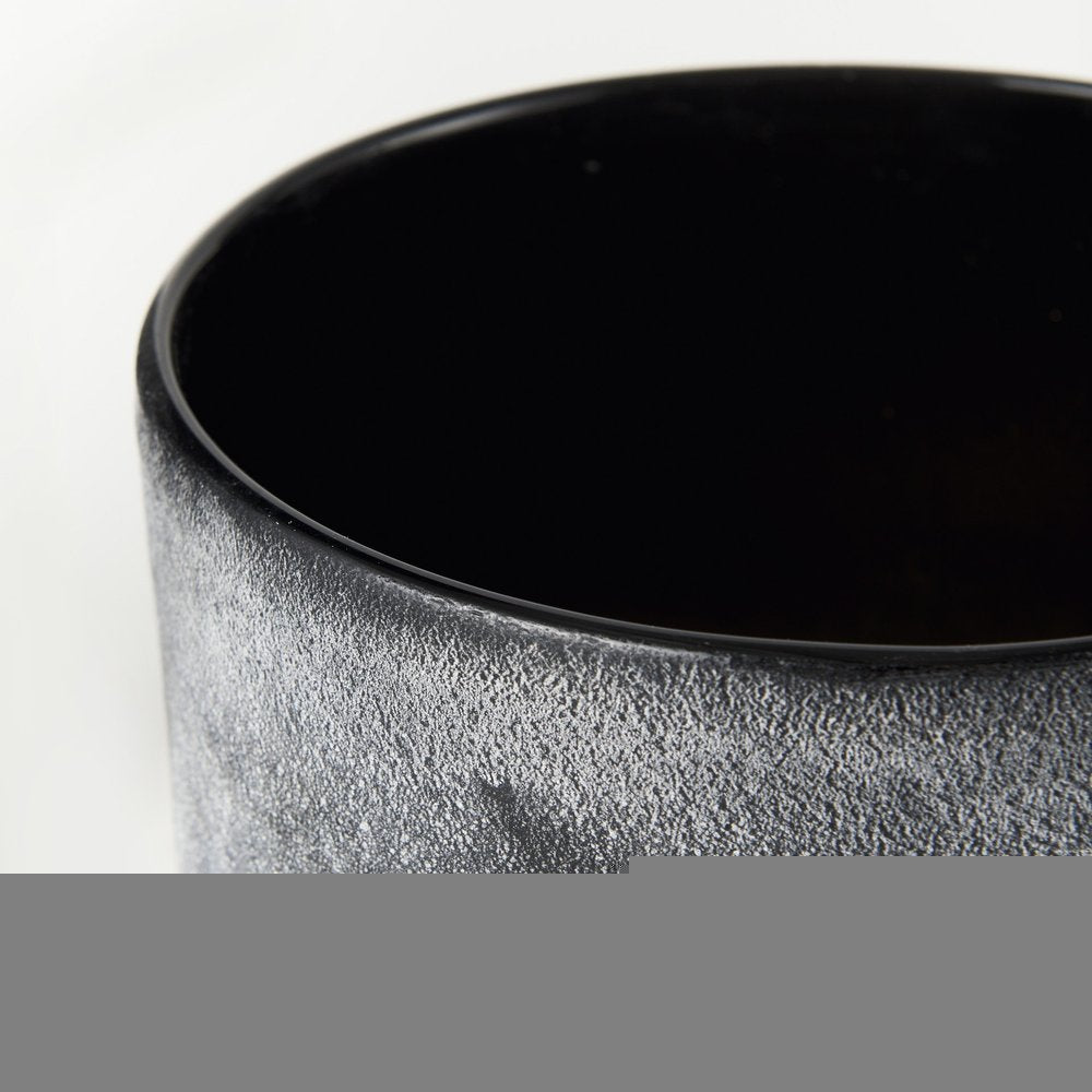 9" Brown And Black Abstract Cylinder Ceramic Table Vase