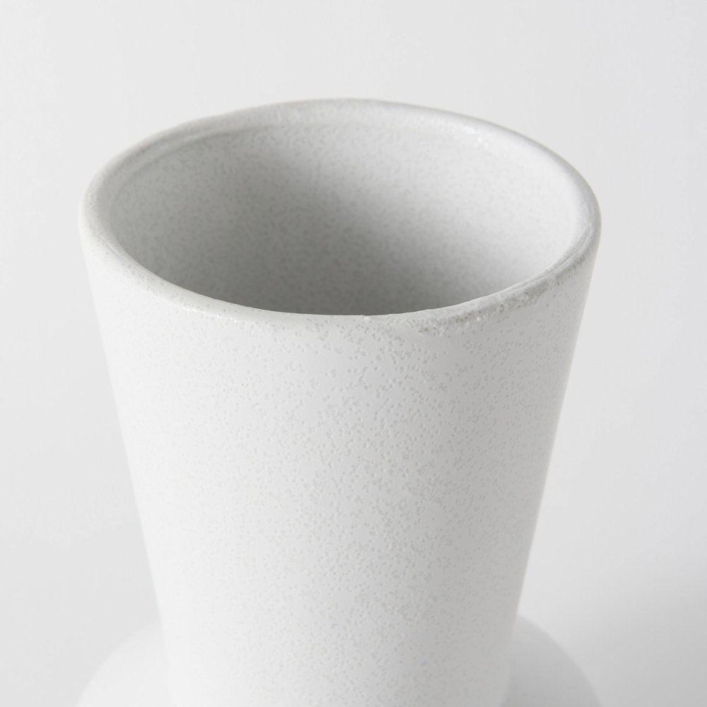 9" White Abstract Cylinder Ceramic Table Vase