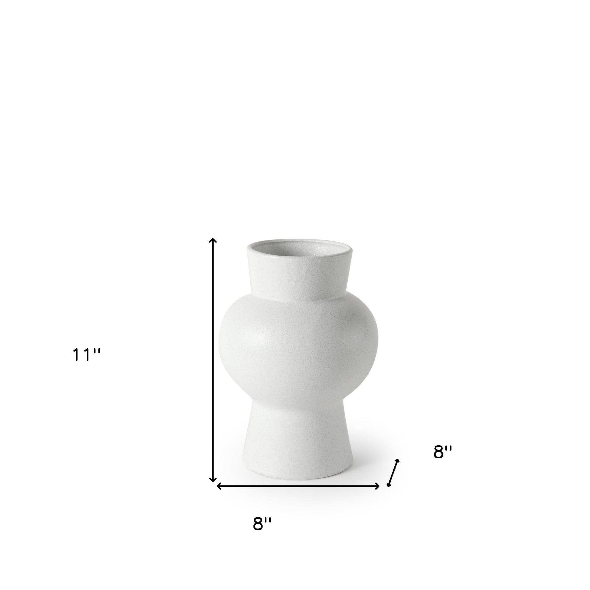 11" White Abstract Cylinder Ceramic Table Vase