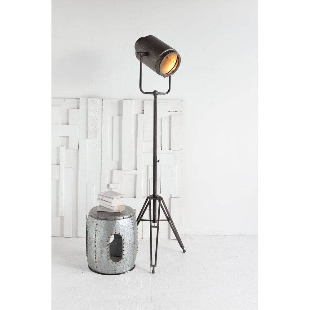 61" Antiqued Gold LED Movie Set Floor Lamp With Gold Metal Shade