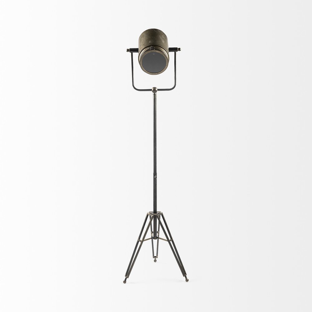 61" Antiqued Gold LED Movie Set Floor Lamp With Gold Metal Shade