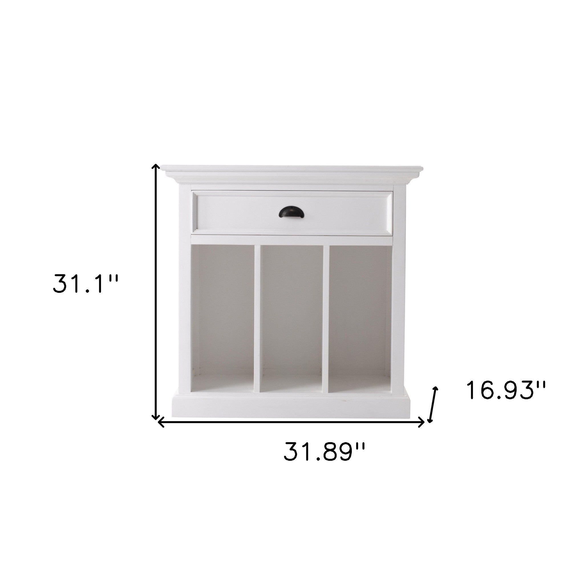 31" Distressed White Wood Nightstand with Dividers