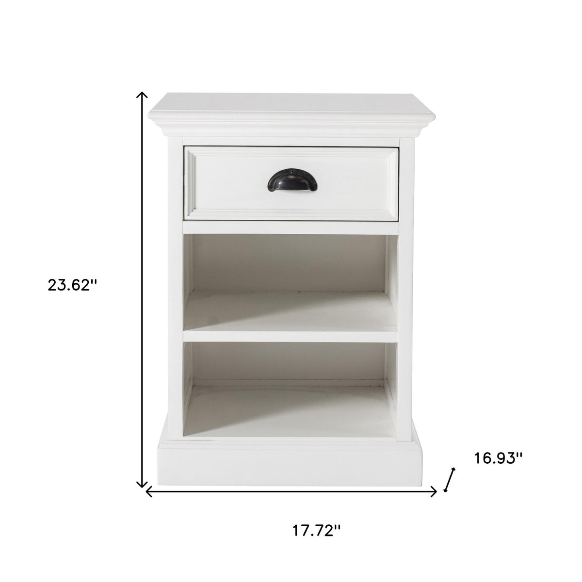 24" White Solid Wood Distressed One Drawer Nightstand
