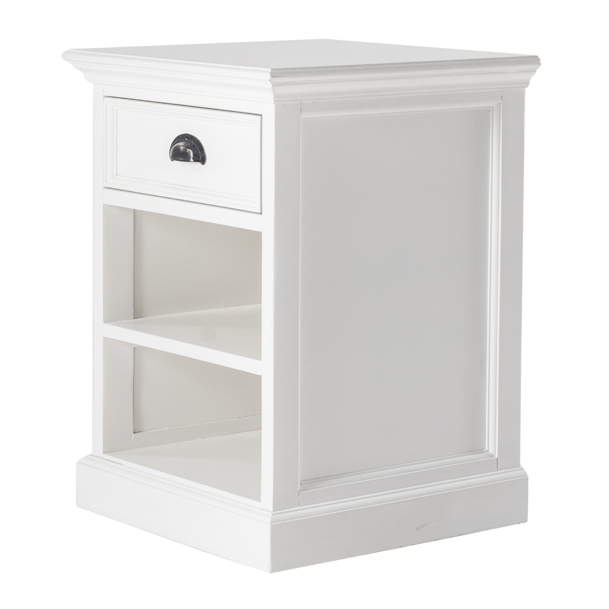 Classic White Nightstand With Shelves