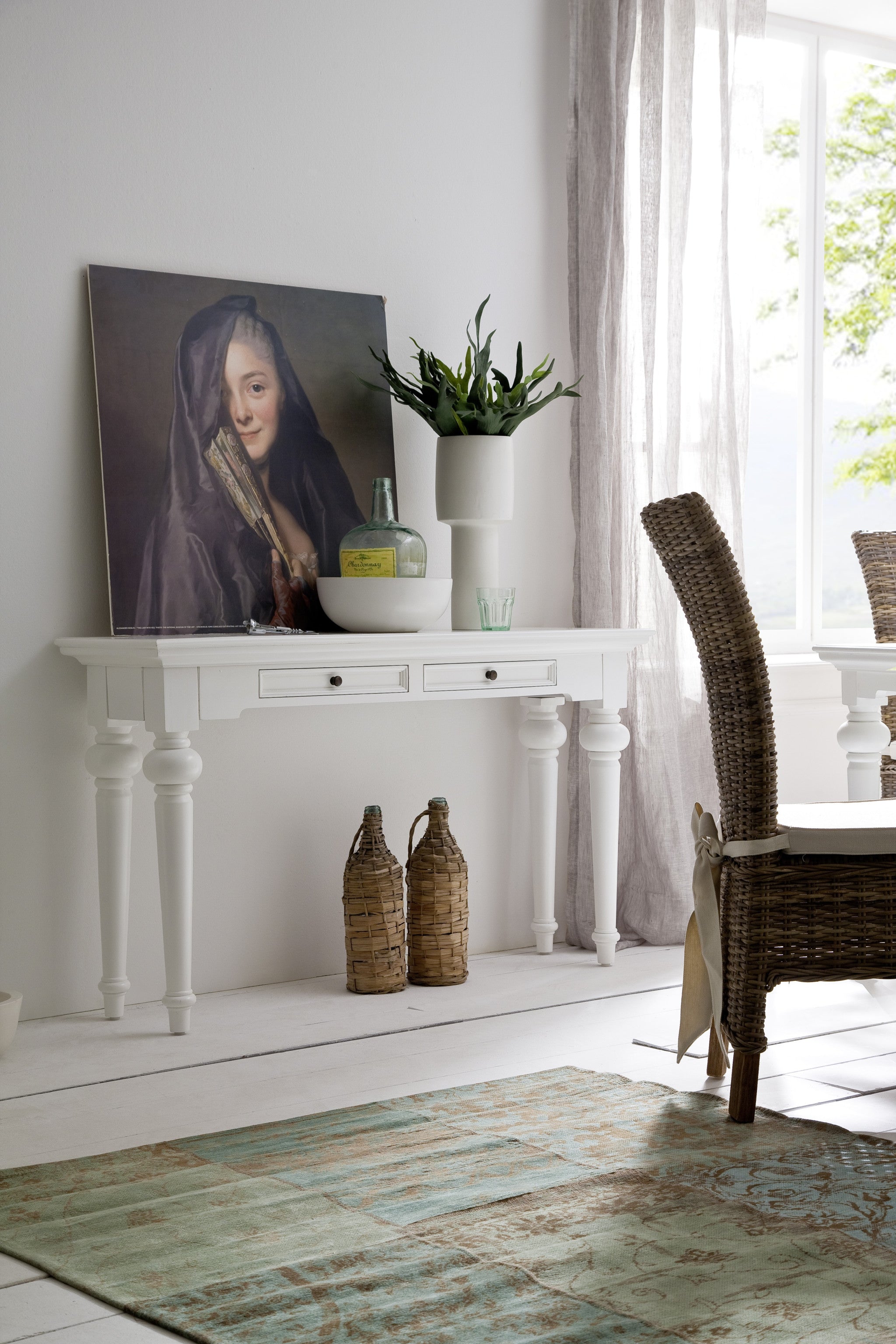 55" White Console Table With Storage