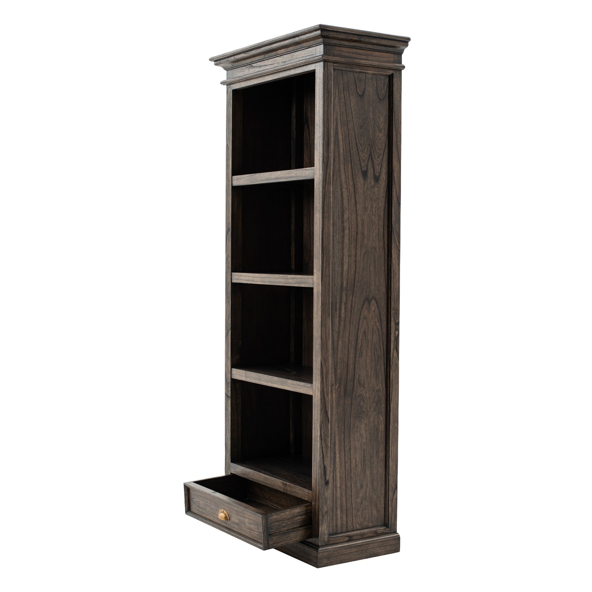 75" Brown and Black  Wood Four Tier Bookcase