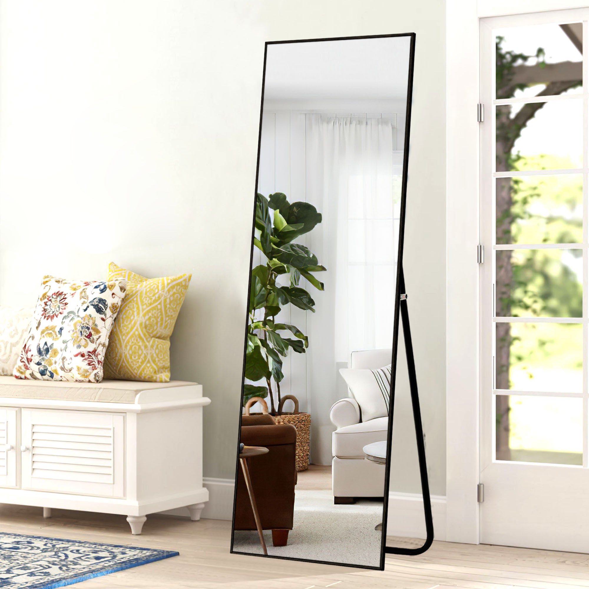 59" Black Metal Framed Freestanding Standing Mirror