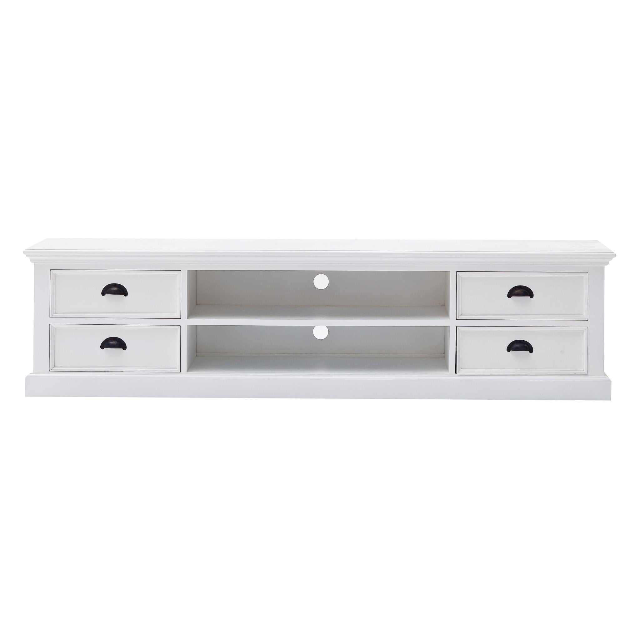 71" White Solid Wood Enclosed and Open Storage TV Stand